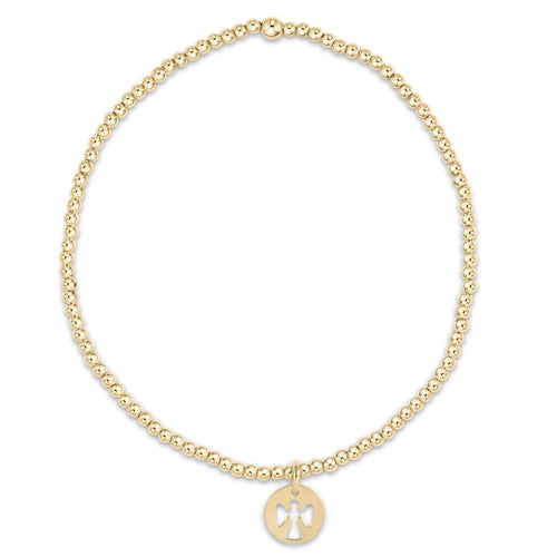 egirl classic gold 2mm bead bracelet - guardian angel small charm by enewton