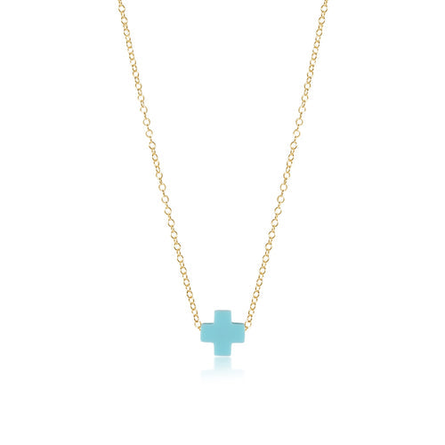 16" necklace gold - signature cross - turquoise by enewton