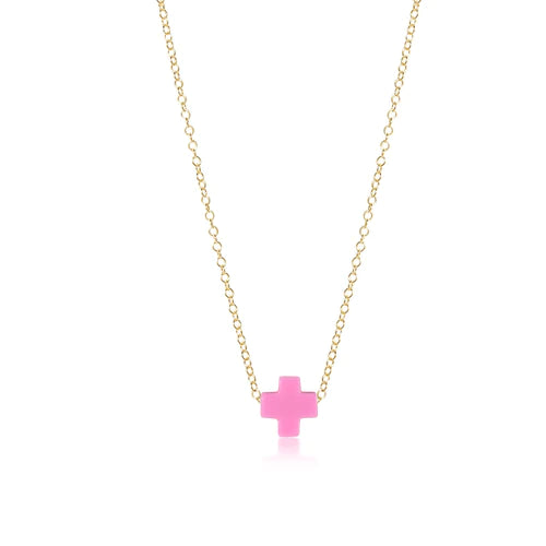16" necklace gold - signature cross - bright pink by enewton