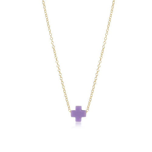 16" necklace gold - signature cross - purple by enewton
