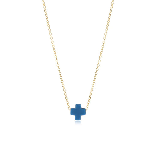 16" necklace gold - signature cross - cobalt by enewton