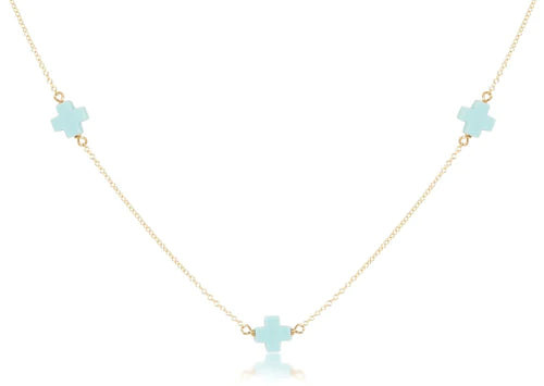 choker simplicity chain gold - signature cross turquoise by enewton