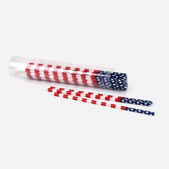 American Flag Straws, Pkg/20, PVC