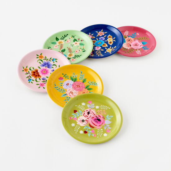Hand Painted Floral Plate - 6 Colors