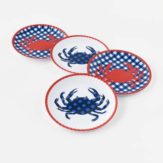 Melamine Crab Plates Set of 4, Assorted 2 styles