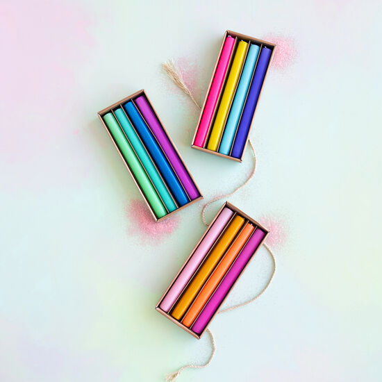 Rainbow Taper Candle, Boxed Set of 4, 3 Asst, 10"