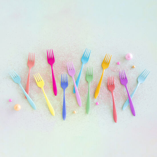 Sugar Sweet Fork, 12 Asst, Enameled Stainless, 6.5"
