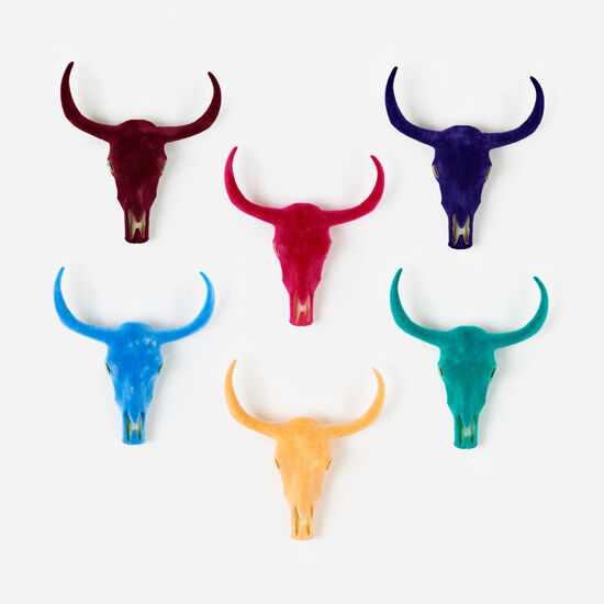 Flocked Longhorn Skull Wall Mount - 6 Colors