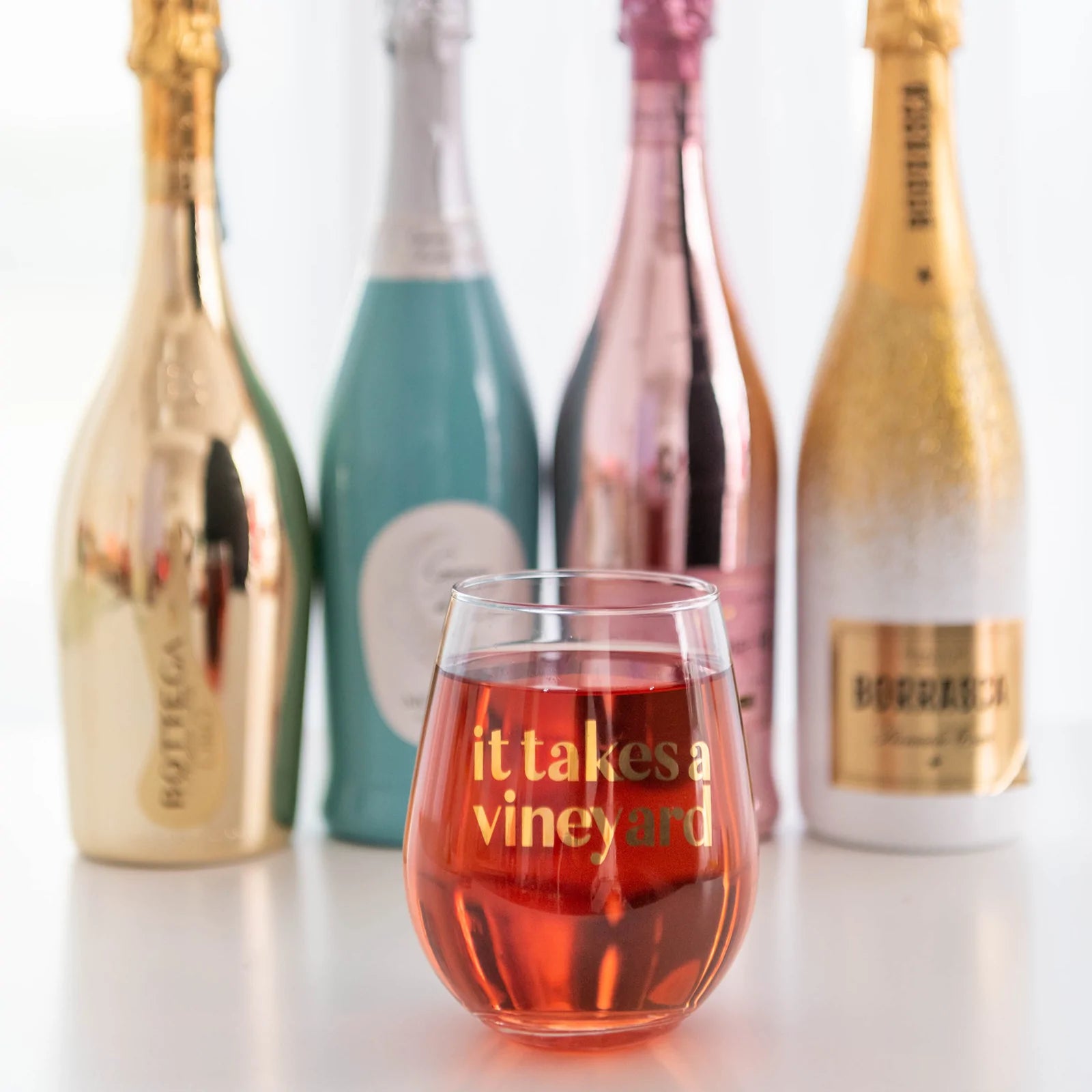 "It takes a vineyard" Witty Wine Glass