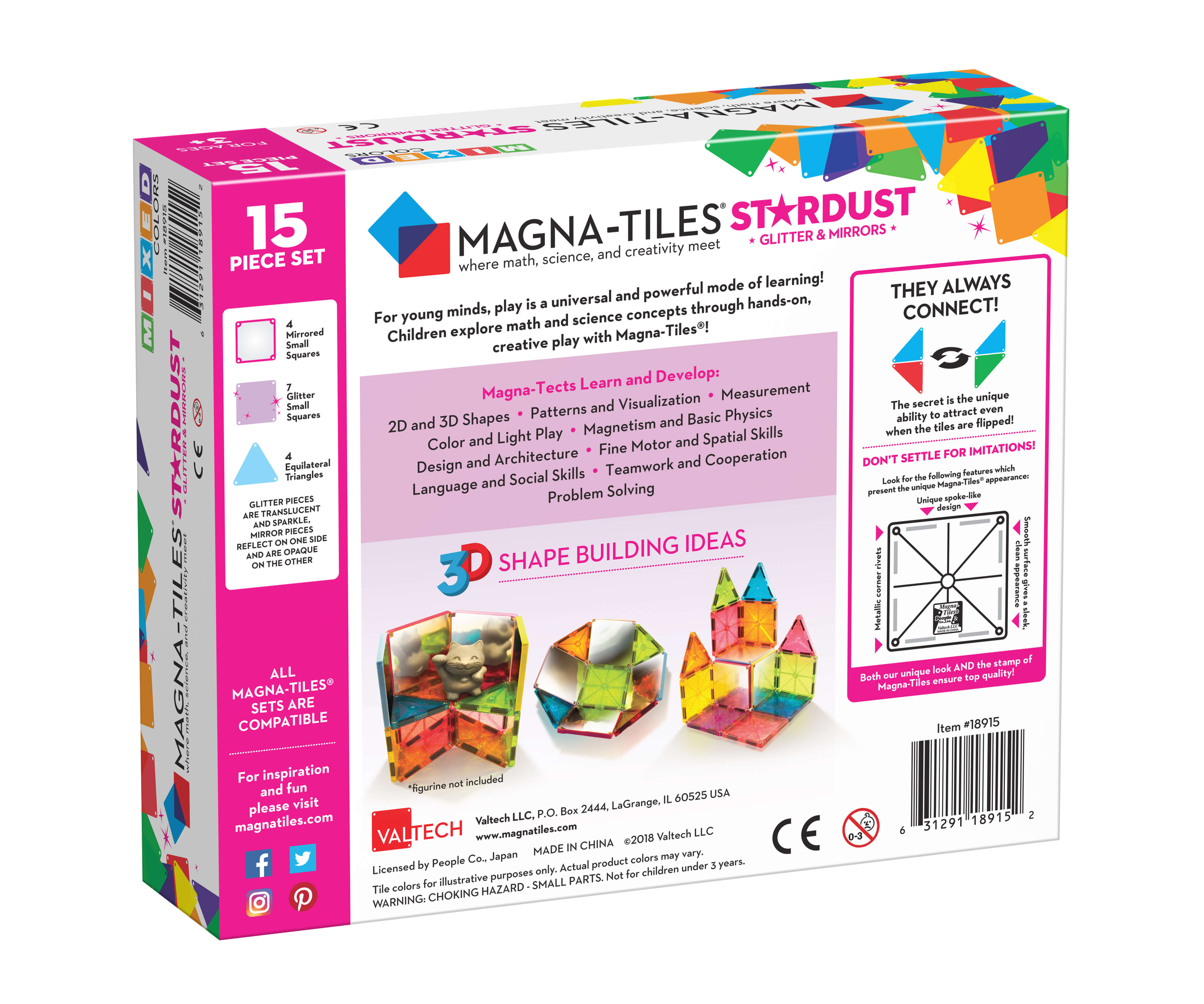 Magna-Tiles Stardust 15-Piece Set
