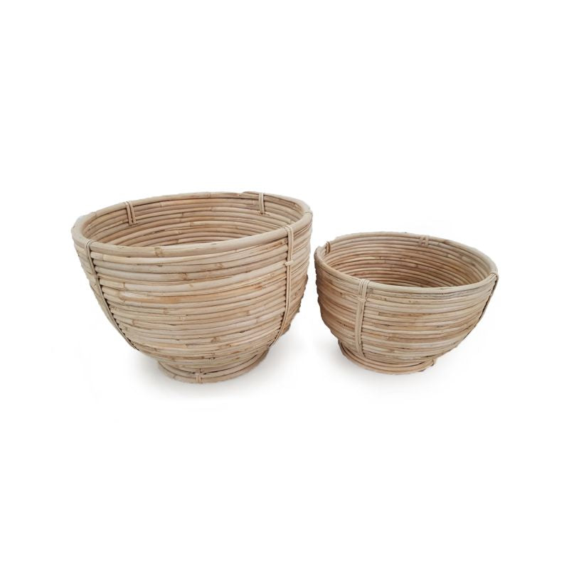 CANE RATTAN DECORATIVE FOOTED BOWLS, SET OF 2 BY NAPA HOME & GARDEN - A. Dodson's