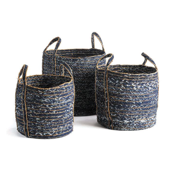 DENIM ROUND BASKETS, SET OF 3 BY NAPA HOME & GARDEN