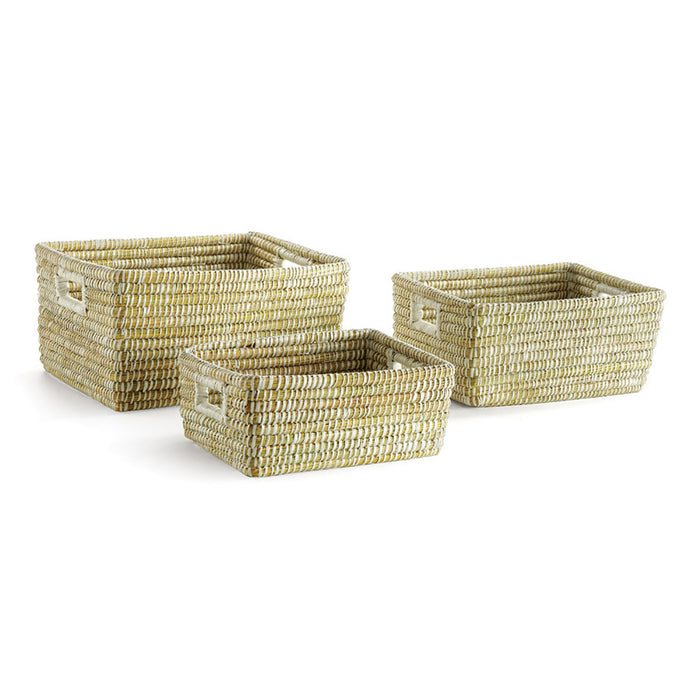 RIVERGRASS RECTANGULAR STORAGE BASKETS WITH HANDLES, SET OF 3 BY NAPA HOME & GARDEN