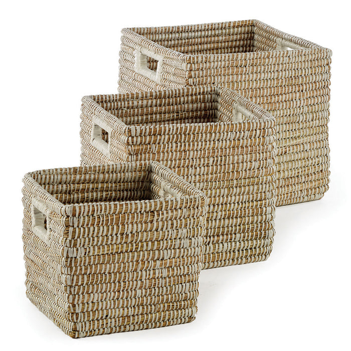 RIVERGRASS SQUARE BASKETS WITH HANDLES, SET OF 3 BY NAPA HOME & GARDEN