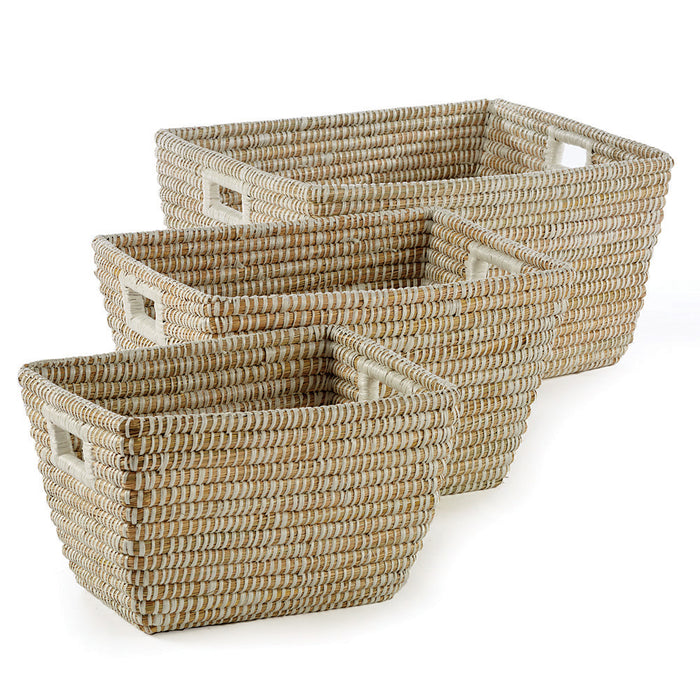 RIVERGRASS RECTANGULAR BASKETS WITH HANDLES, SET OF 3 BY NAPA HOME & GARDEN