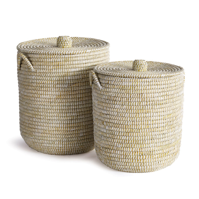 RIVERGRASS HAMPER BASKETS WITH LIDS, SET OF 2 BY NAPA HOME & GARDEN