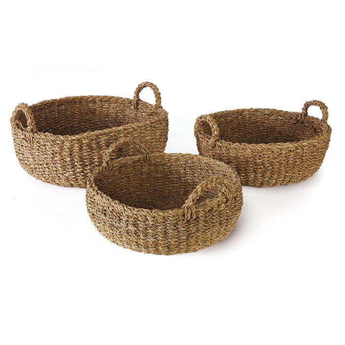 SEAGRASS SHALLOW BASKETS WITH HANDLES, SET OF 3 BY NAPA HOME & GARDEN