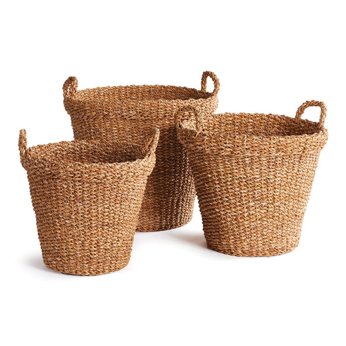 SEAGRASS TAPERED BASKETS WITH HANDLES AND CUFFS, SET OF 3 BY NAPA HOME & GARDEN