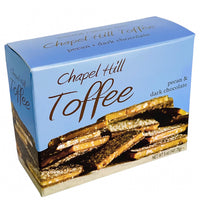 Each piece is coated on both sides with a top-secret blend of dark chocolates. The smooth layers are finished off with the sprinkling of pecans that gives Chapel Hill Toffee it's iconic look and distinctive southern twist!