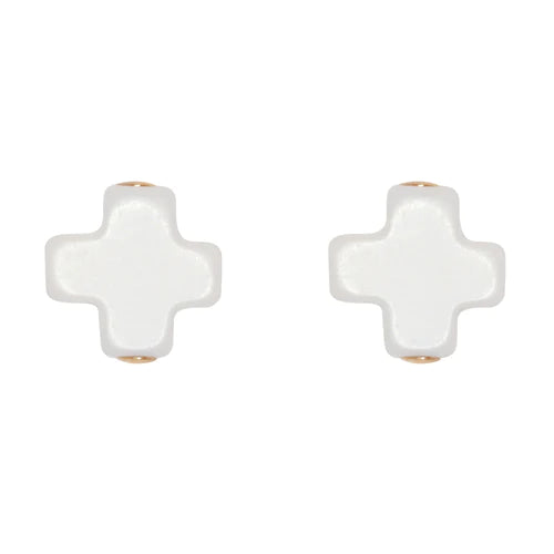 signature cross studs - off white by enewton