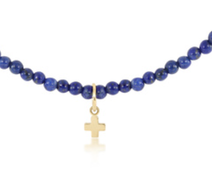 signature cross gemstone 3mm bead bracelet - lapis by enewton