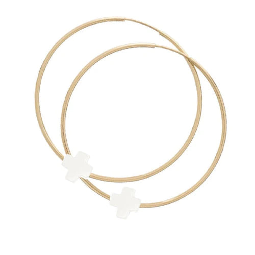 endless gold 1.75" hoop - signature cross - off-white by enewton