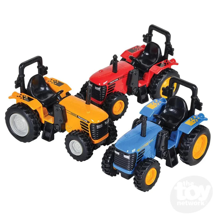 4" Die-Cast Pull Back Farm Tractor