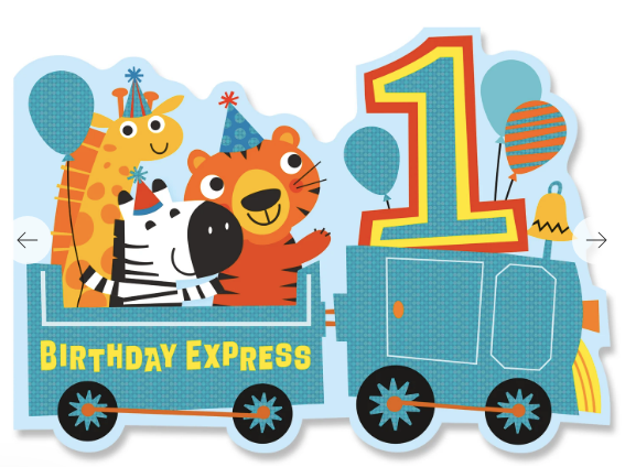BIRTHDAY TRAIN CARD - 1 YEAR OLD - A. Dodson's