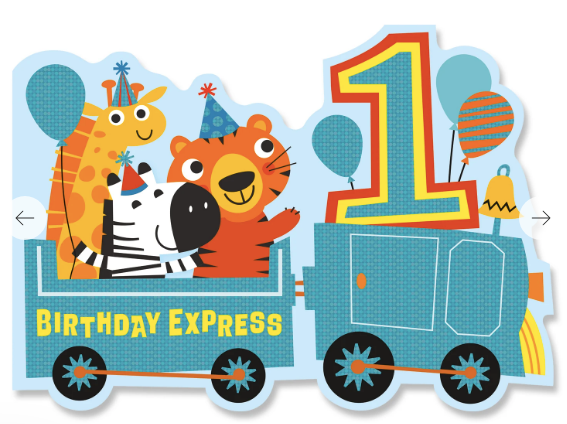 BIRTHDAY TRAIN CARD - 1 YEAR OLD