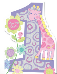 GIRAFFE BIRTHDAY CARD - 1 YEAR OLD