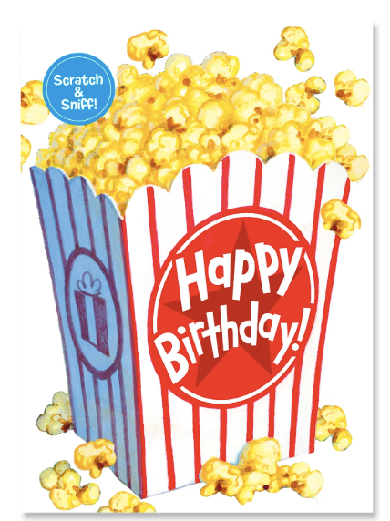 SCRATCH AND SNIFF - POPCORN BIRTHDAY CARD - A. Dodson's