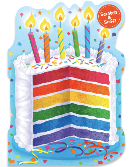 SCRATCH AND SNIFF - RAINBOW CAKE CARD