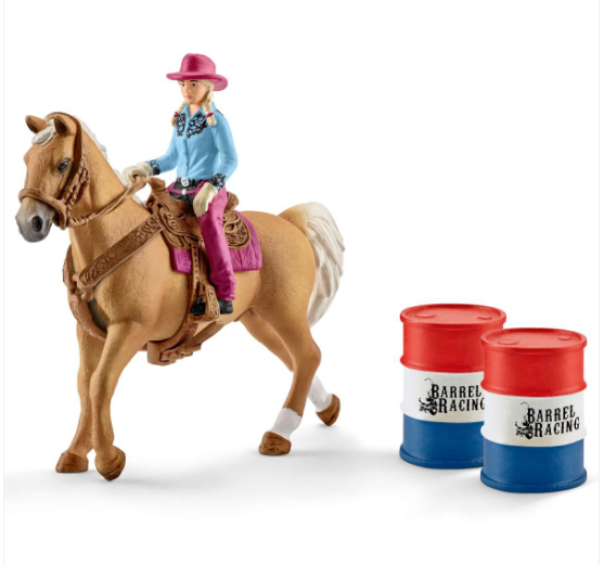 BARREL RACING WITH COWGIRL BY SCHLEICH
