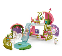 GLITTERING FLOWER HOUSE WITH UNICORNS, LAKE AND STABLE BY SCHLEICH