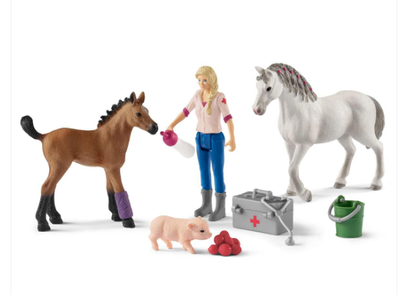 VET VISITING MARE AND FOAL BY SCHLEICH