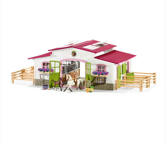 RIDING CENTRE WITH RIDER AND HORSES BY SCHLEICH