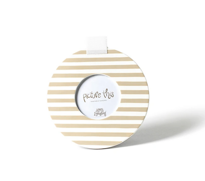 Happy Everything Neutral Medium Stripe Mini Round Frame