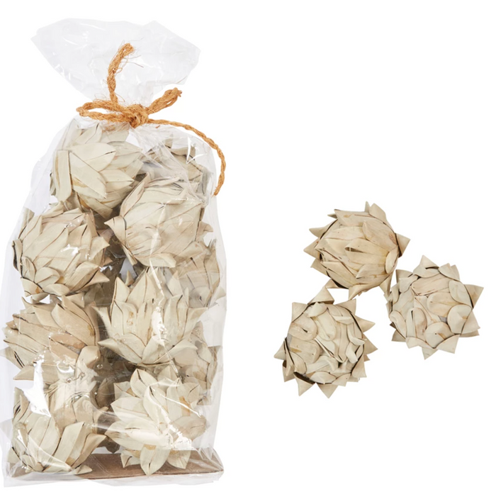 Handmade Dried Palm Leaf Artichoke in Bag