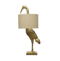 Resin Bird Table Lamp, Gold Finish