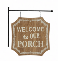 Two-Sided Wall Décor with Metal Bracket "Welcome To Our Porch"