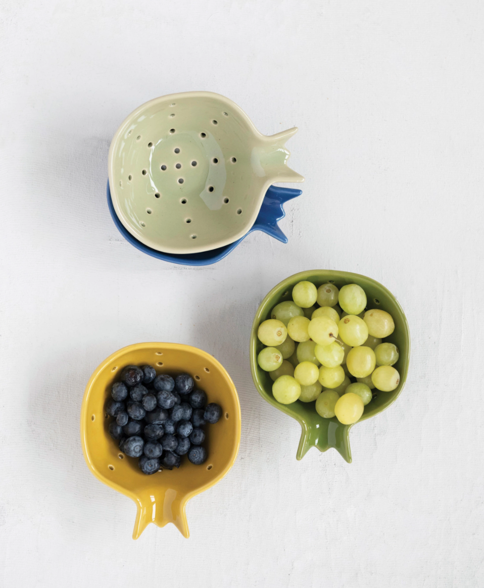 Stoneware Blueberry Bowl with Handle, 4 Colors - A. Dodson's