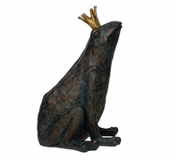 Resin Frog with Gold Crown, Patina Finish