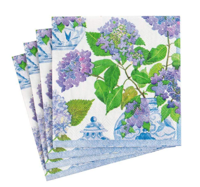 HYDRANGEAS AND PORCELAIN Cocktail Napkins