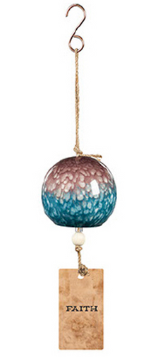 Ombre Blue and Purple Art Glass Wind Bell - Faith
