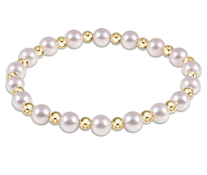 grateful pattern 6mm bead bracelet - pearl by enewton