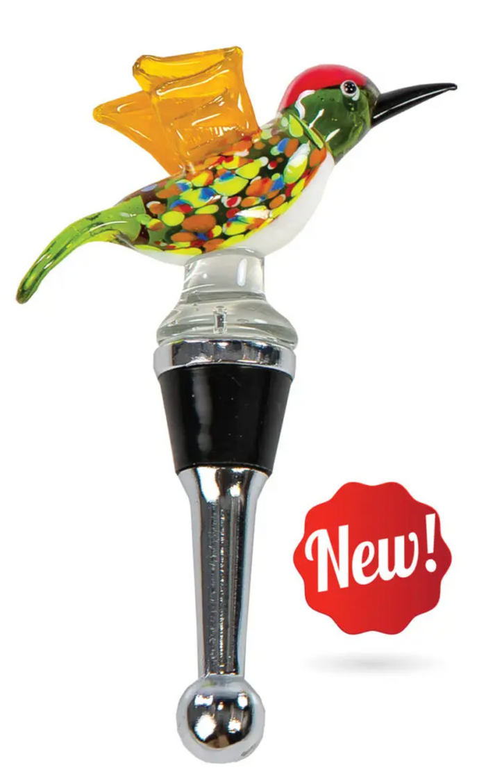 Glass Bottle Stopper - Hummingbird