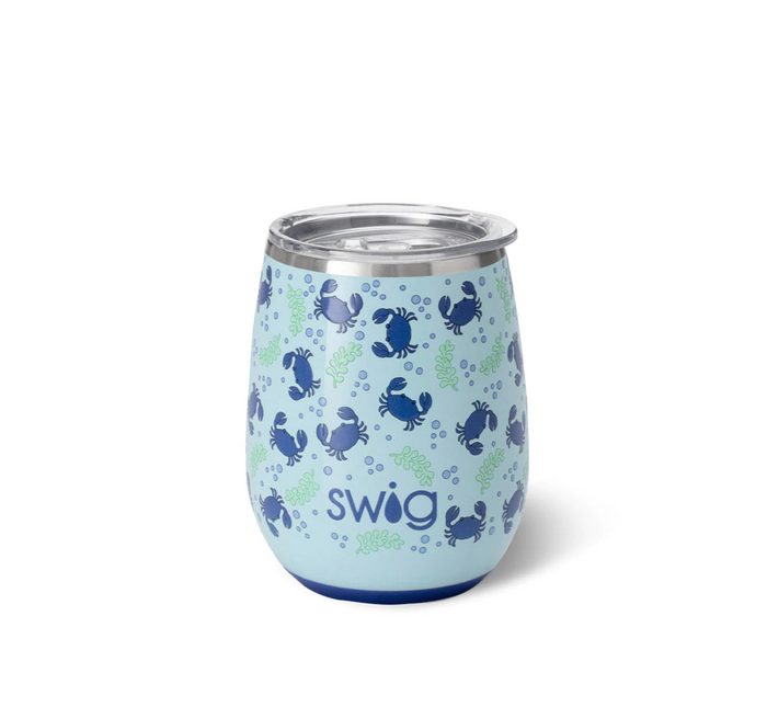 SWIG 14oz BLUE CRAB STEMLESS WINE CUP