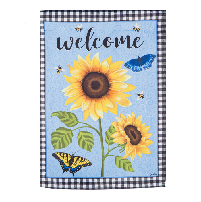 Sunny Sunflower Garden Textured Suede Flag