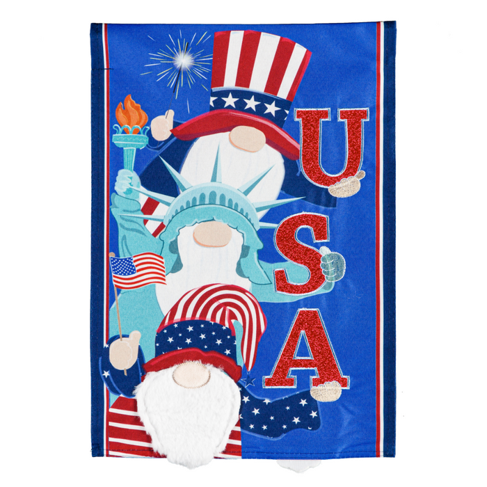 USA Gnomes Garden Linen Flag
