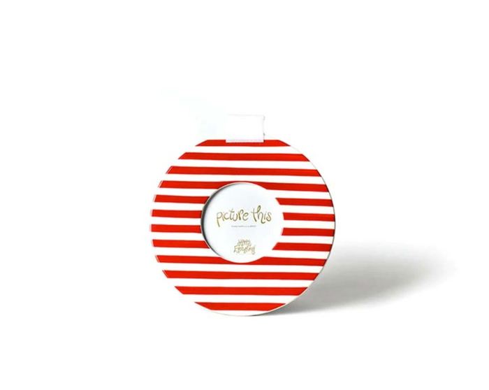 Happy Everything Red Medium Stripe Mini Round Frame